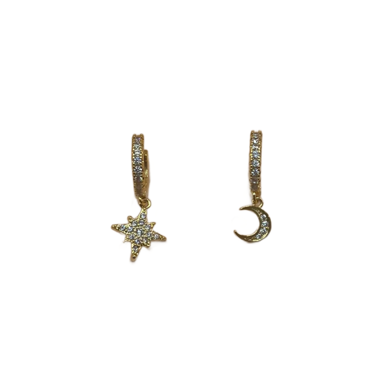 Celestial Moon & Star Gold Earrings