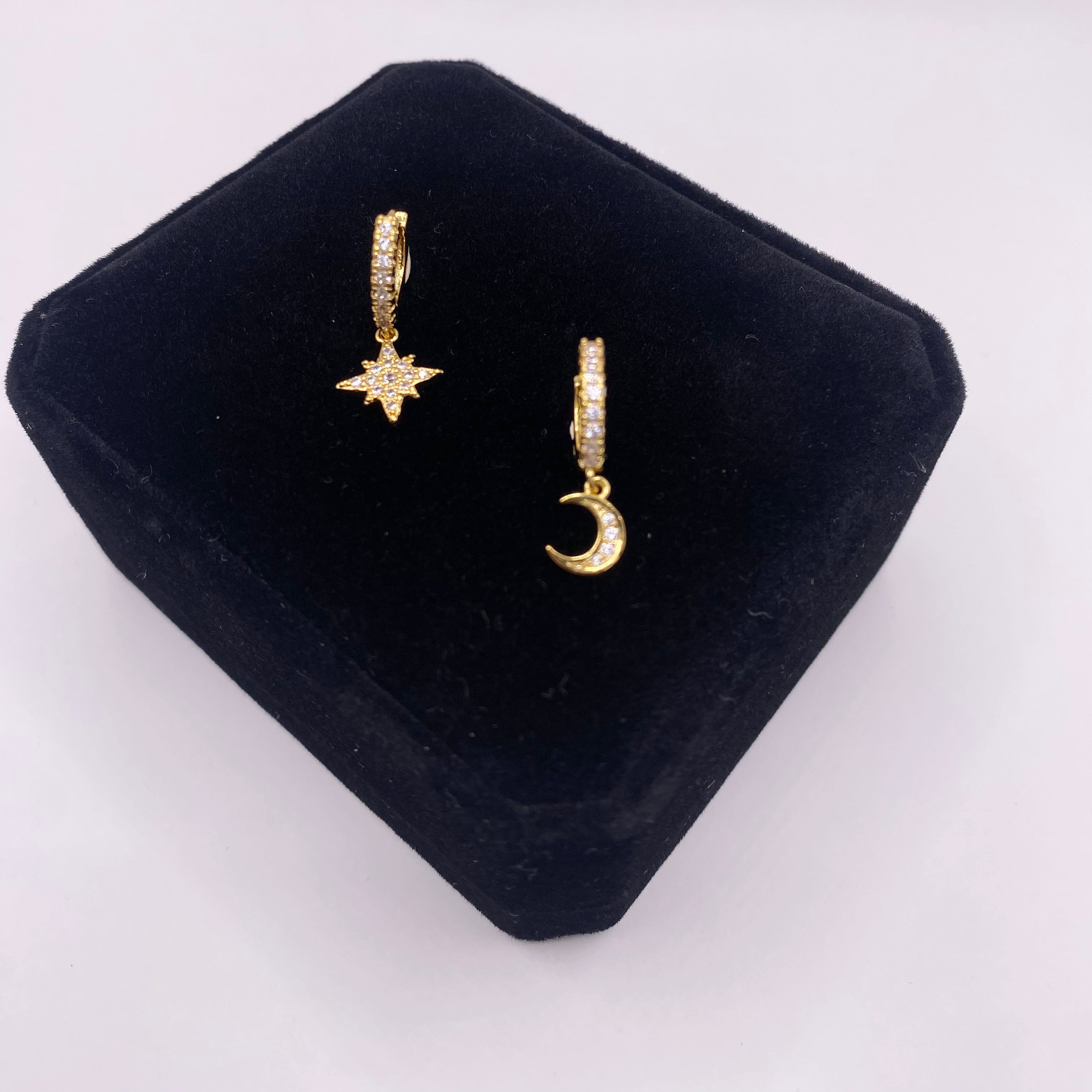 Celestial Moon & Star Gold Earrings